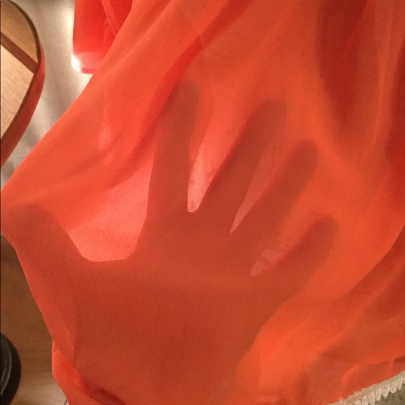 Coral Off Shoulder Sheer Top. Very comfortable! - Picture 5 of 8